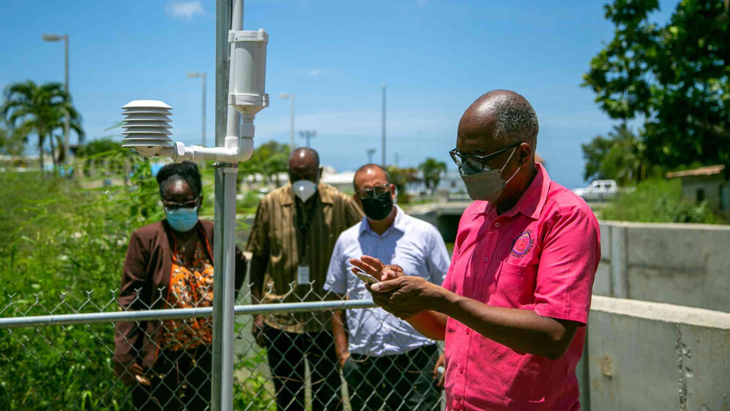 Man showing early warning system